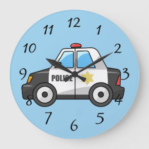 Animated Police Car Große Wanduhr