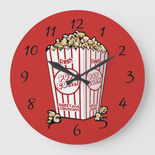 Animated Popcorn background Große Wanduhr (Vorderseite)