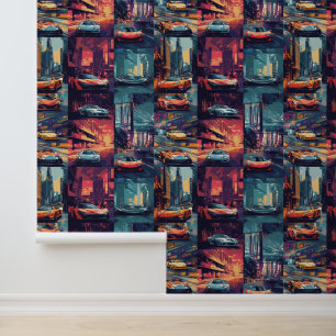 Animated Retro-Rennwagen Pop Kunst Fantasy-Welt Tapete