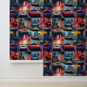 Animated Retro-Rennwagen Pop Kunst Fantasy-Welt Tapete