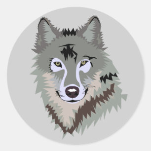 Animated Wolf Face Runder Aufkleber
