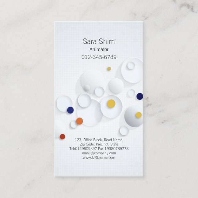 Animator Business Card 3D Dots Scatter Visitenkarte (Vorderseite)