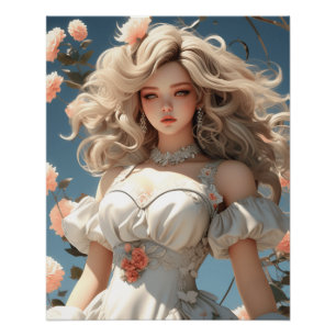 Anime AI Wonderland Vintag Little Black Dress Poster