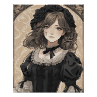 Anime AI Wonderland: Vintages Schwarzes Kleid