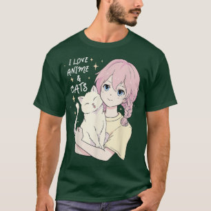 Anime and Cats Lover für Teen Manga kawaii Graphic T-Shirt