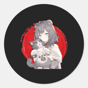 Anime and Cats Lover Japanese Manga kawaii Otaku G Runder Aufkleber