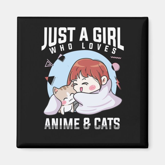 Anime and Cats Otaku Japanese Anime Girl Magnet (Vorne)