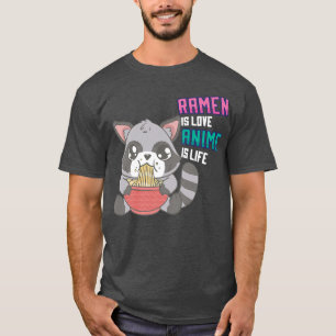 Anime and Ramen Racoon - Otaku Noodle Soup T-Shirt