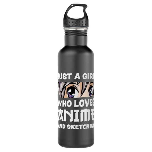 Anime and Sketching Manga Girl Geschenk Niedlich Edelstahlflasche (Vorderseite)
