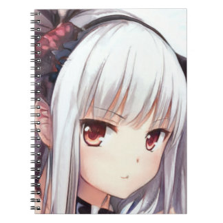 Anime ärgerte Silberhaarmädchen mit grauen Augen Notizblock