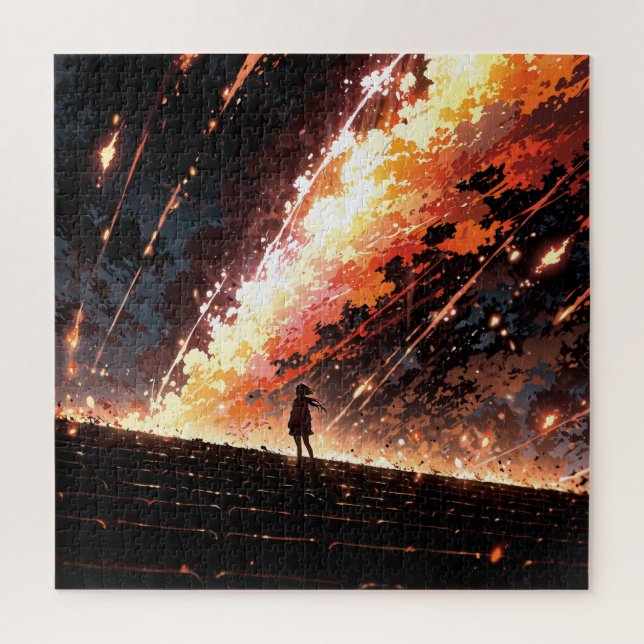 Anime art with vibrant sky puzzle (Vertikal)