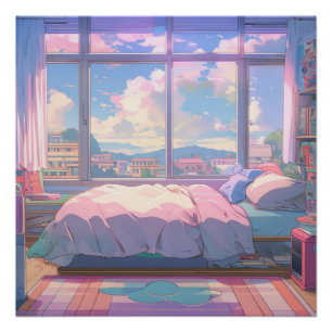 Anime Ästhetische Zimmer Landschaft Kunst, Dichtun Poster