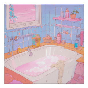 Anime-Badezimmer-Ästhetik-Kunstprint Poster