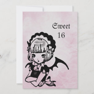 Anime Bat Girl Goth Fantasy Sweet 16 Geburtstag Einladung