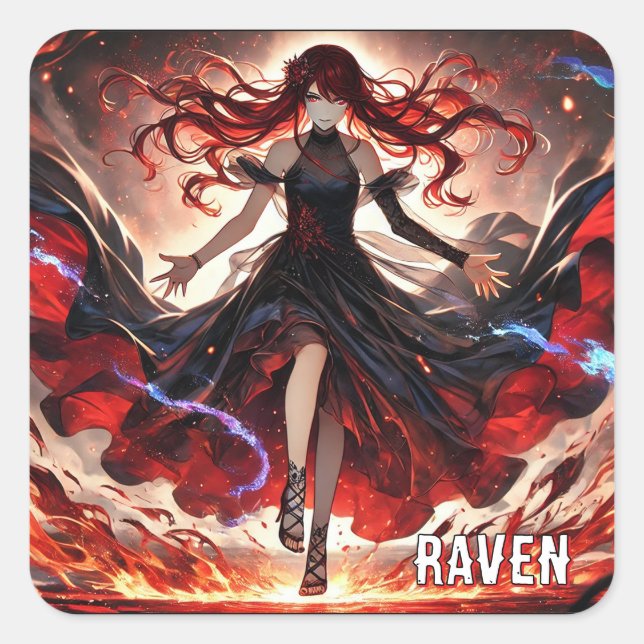 Anime-Befehl für die Flammen, Einbinden des benutz Quadratischer Aufkleber (Vorderseite)