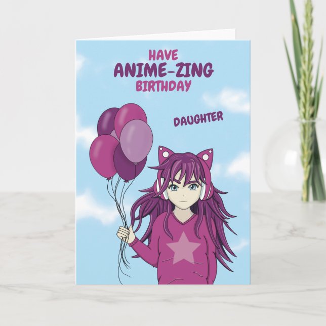 Anime Birthday Card für Tochter Karte (Vorderseite)
