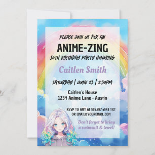 Anime Birthday Rainbow Einladung