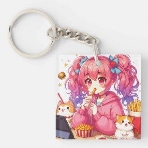 Anime Bliss: Mädchen, Kartoffeln und Haustiere Schlüsselanhänger
