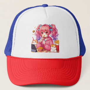 Anime Bliss: Mädchen, Kartoffeln und Haustiere Truckerkappe