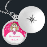 Anime Blonde Fuchsia Wedding Bridesmaid Necklace Versilberte Kette<br><div class="desc">Wedding Keepake Wedding Party Necklaces - um die Hintergrundfarbe zu ändern - klicken Sie auf anpassen - klicken Sie auf Bearbeiten - wählen Sie das letzte Tool aus dem Drop-Down-Menü und wählen Sie eine der angezeigten Farben aus oder geben Sie Ihren RGB-Hex-Code für Ihre Hochzeitfarbe ein. Um die Schriftart-Farbe zu...</div>