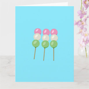 Anime Blue Pastel Dango Faltkarte Karte
