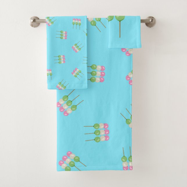 Anime Blue Pastel Dango Handtuch Badhandtuch Set (Insitu)