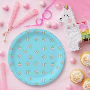 Anime Blue Pastel Dango Papierplatte Pappteller
