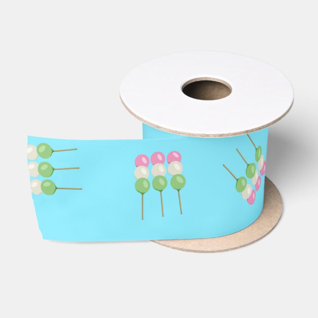 Anime Blue Pastel Dango Ribbon Satinband (Spule)