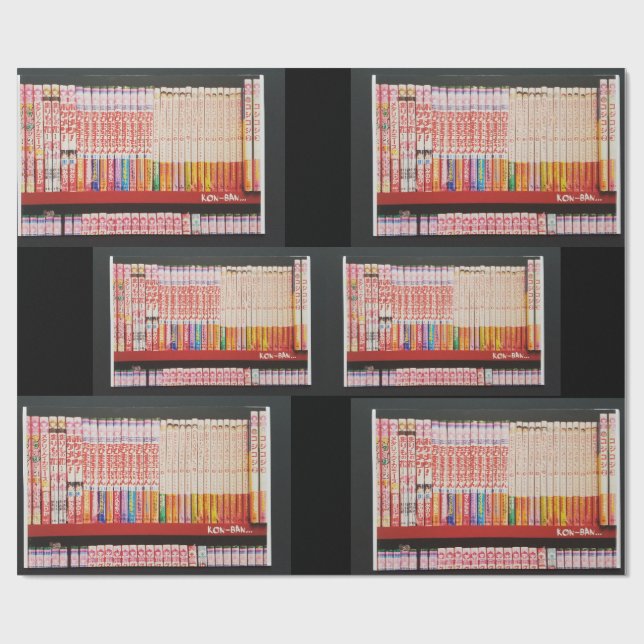 Anime Books Wrapping Paper Geschenkpapier (Flach)