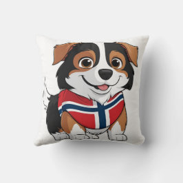 Anime Border Collie mit norwegischer Flagge Kissen