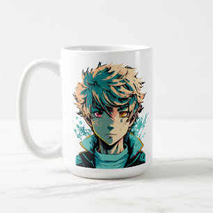 Anime Boy: Goldhaar, Rosa und Goldene Augen Kaffeetasse