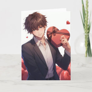 Anime Boy Heart Liebe Ikemen Feiertagskarte