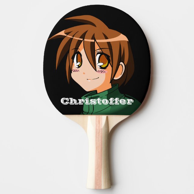 Anime Boy japanischer grüner kawaii-Name Tischtennis Schläger (Vorderseite)