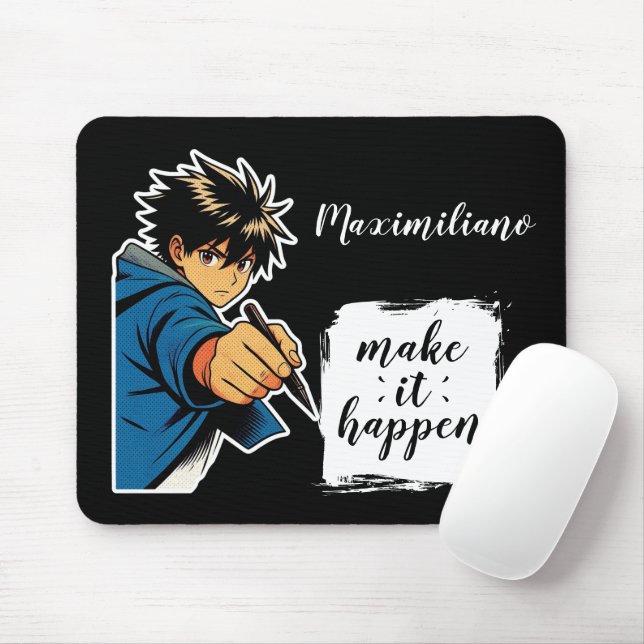 Anime Boy Make It Happen Personalized Mouse Pad Mousepad (Mit Mouse)