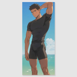 Anime Boy on Beach Magnetkarte