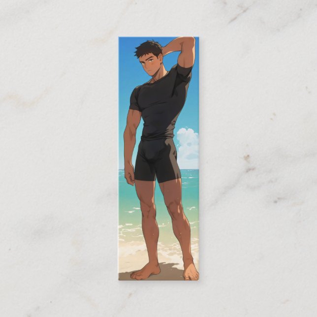 Anime Boy on Beach Mini Visitenkarte (Vorderseite)