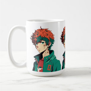 Anime Boy: Orange und Grünes Haar - Manga Delight Kaffeetasse