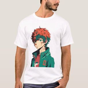 Anime Boy: Orange und Grünes Haar - Manga Delight T-Shirt