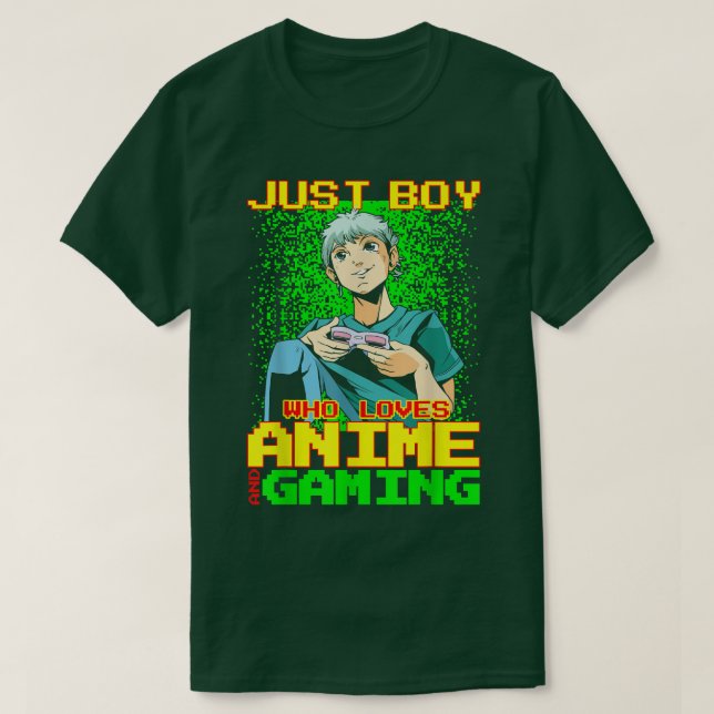 Anime Boy Playing Video Games Funny  T-Shirt (Design vorne)