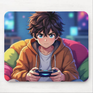 Anime Boy spielt Videospiel Mousepad