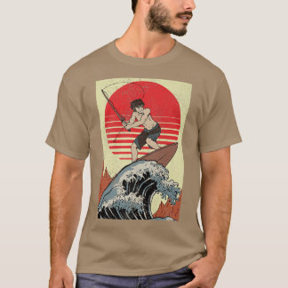 Anime Boy Surfen auf Great Wave Off Kanaga T-Shirt