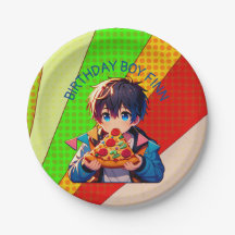 Anime Boys Pizza-Party Personalisiert