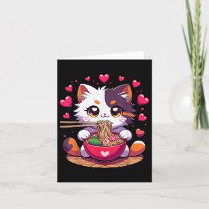 Anime Cat essen Ramen Noodles mit Herz Valenti Karte