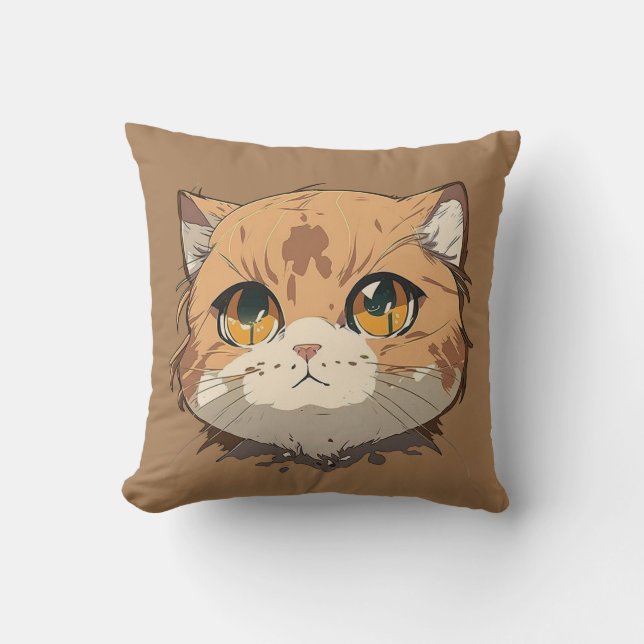 Anime Cat Face Kissen (Vorderseite)