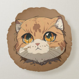 Anime Cat Face Rundes Kissen