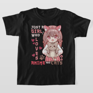 Anime Cat Girl Just a Girl Liebe Anime und Cat T-Shirt