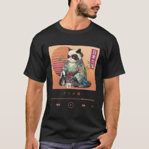 Anime Cat im traditionellen Kimono T-Shirt