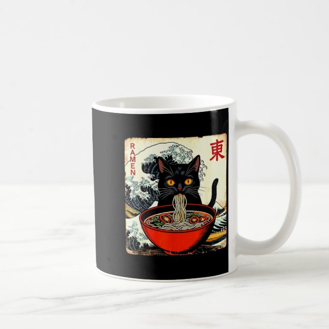 Anime Cat Ramen Japanese Funny Graphic Tees Kawaii Kaffeetasse (Rechts)