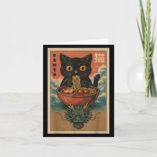 Anime Cat Ramen Japanisch Funny Art Kawaii Cat und Karte