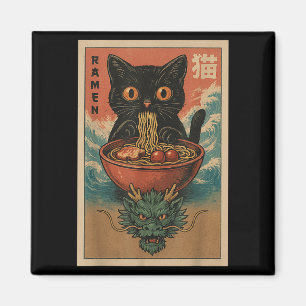 Anime Cat Ramen Japanisch Funny Art Kawaii Cat und Magnet